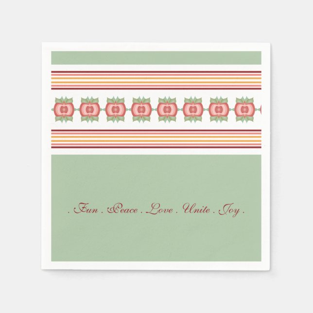 Pappra blöjor för söt Blommigt och Rand Grönt Pappersservett (Framsidan)