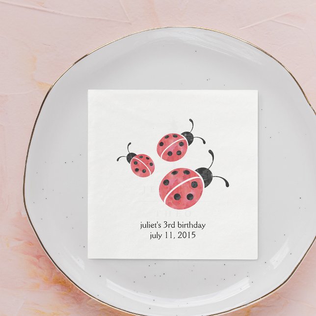 Pappra blöjor för vattenfärg Ladybug  Napkins Pappersservett (Skapare uppladdad)