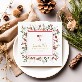 Pappra blöjor för Vinter Greenery Baby Shower Pappersservett
