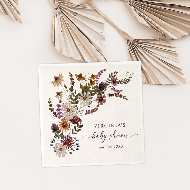 Pappra blöjor för Wildblombabyskor Pappersservett (Wildflower Baby Shower Paper Napkins
)