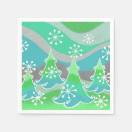 Pappra blöjor för Winter Träd Grönt Pappersservett