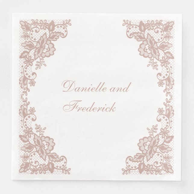 Pappra blöjor från Dusty ro bröllop Pappersservett (Framsida)