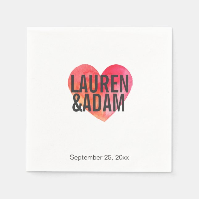 pappra blöjor från elegant bröllop | Vattenfärgat  Pappersservett (Framsidan)