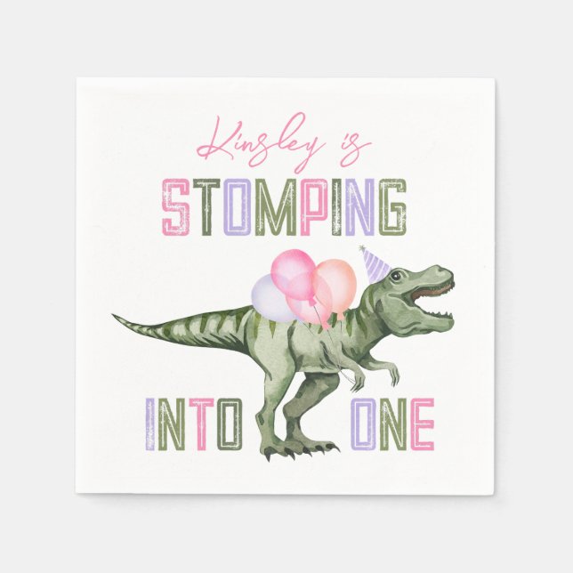 Pappra blöjor från första dinosauriens födelsedag pappersservett (Framsidan)