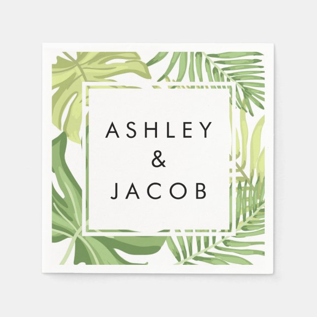 Pappra blöjor från Handflatan Hawaii på tropisk st Pappersservett (Framsidan)