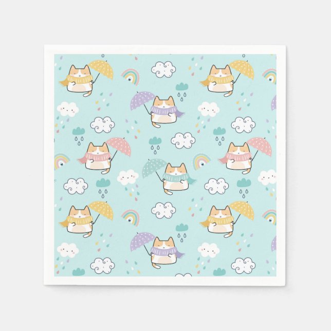 Pappra blöjor från Mönster i Cute Rainy Day Pappersservett (Framsidan)