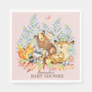 Pappra blöjor från Woodland Animals Girls Baby Sho Pappersservett