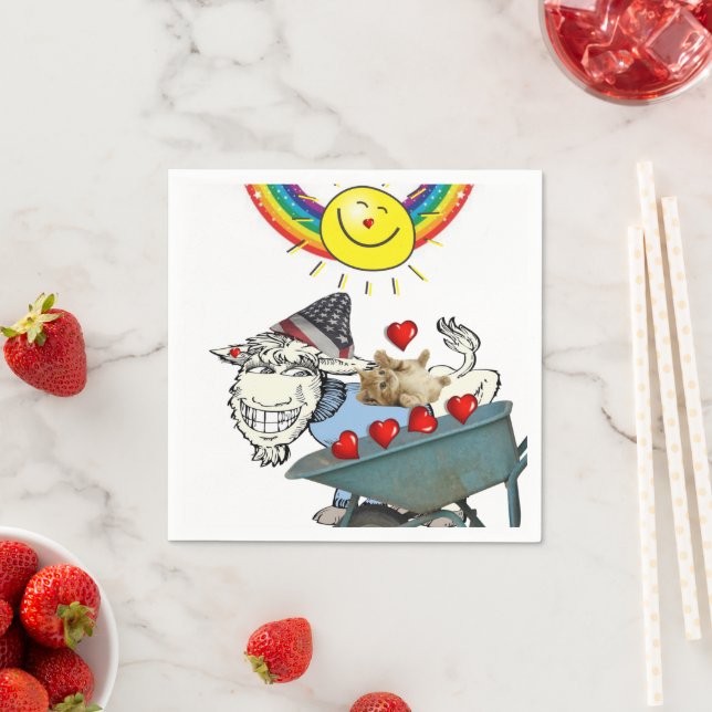 Pappra blöjor, goat Kitten Red Hearts Rainbow Pappersservett (Insitu)