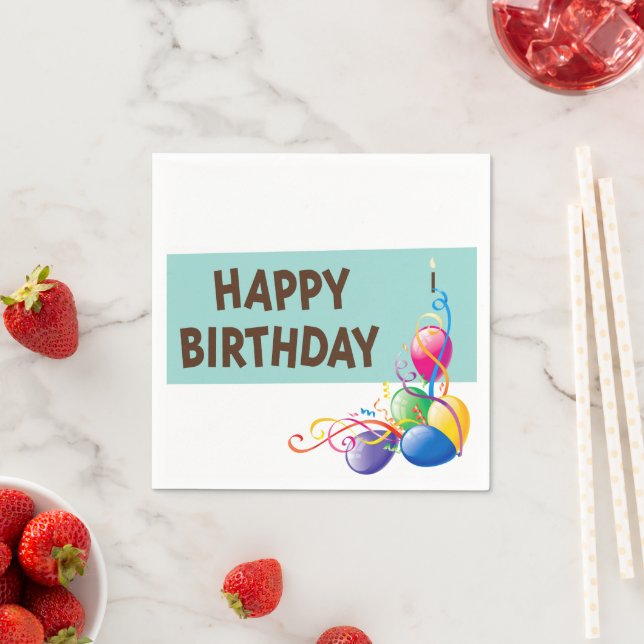 Pappra blöjor, Grattis på födelsedagen-ballonger Pappersservett (Insitu)