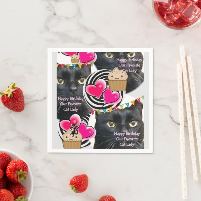 Pappra blöjor, Grattis på födelsedagen Cat Dam Nap Pappersservett (Insitu)