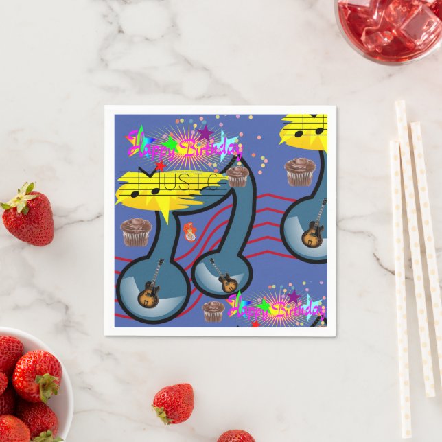 Pappra blöjor, Grattis på födelsedagen Music Guita Pappersservett (Insitu)