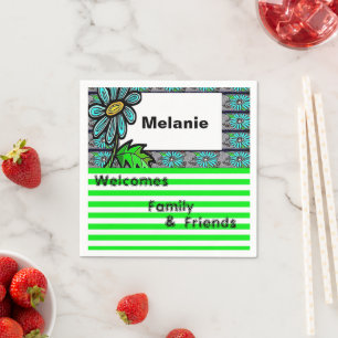 Pappra blöjor, Grönt Rand Blommigten Pappersservett