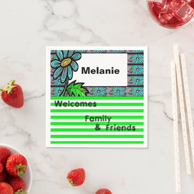 Pappra blöjor, Grönt Rand Blommigten Pappersservett (Insitu)