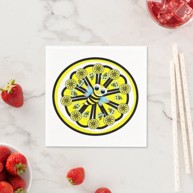 Pappra blöjor, Gult Bumblebee Lemons Pappersservett (Insitu)