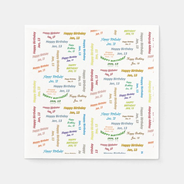 Pappra blöjor januari, 13 födelsedagar pappersservett (Framsidan)