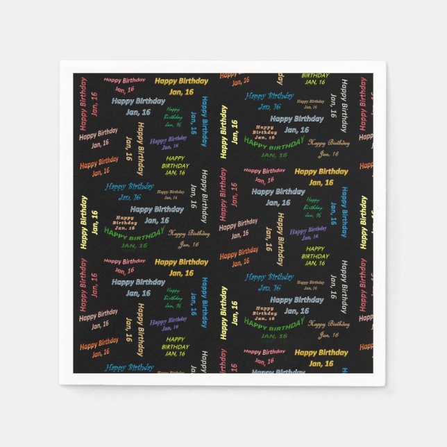 Pappra blöjor januari, 16 födelsedag pappersservett (Framsidan)