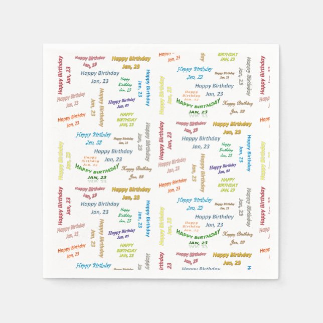 Pappra blöjor januari, 23 födelsedagar pappersservett (Framsidan)