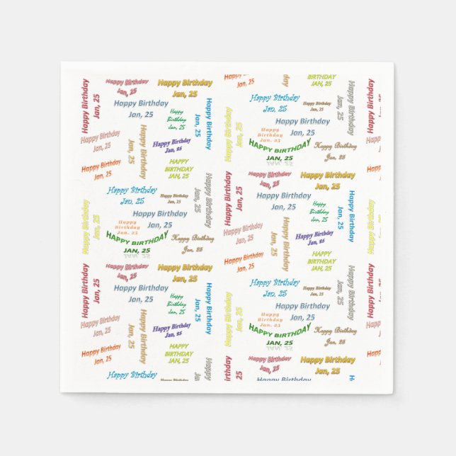 Pappra blöjor januari, 25 födelsedagar pappersservett (Framsidan)