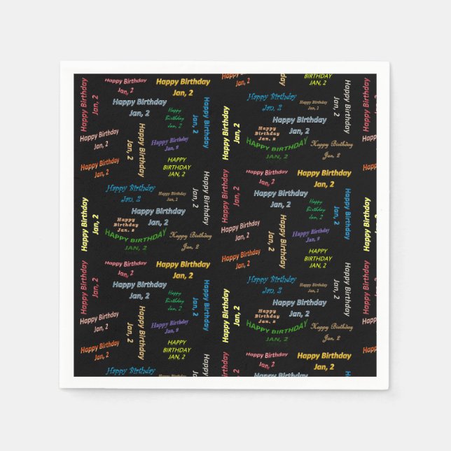Pappra blöjor januari, 2 födelsedagar pappersservett (Framsidan)