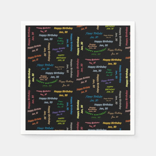 Pappra blöjor januari, 30 födelsedagar pappersservett (Framsidan)