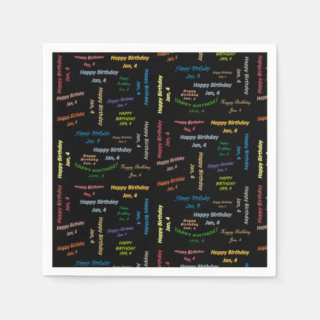 Pappra blöjor januari, 4 födelsedagar pappersservett (Framsidan)