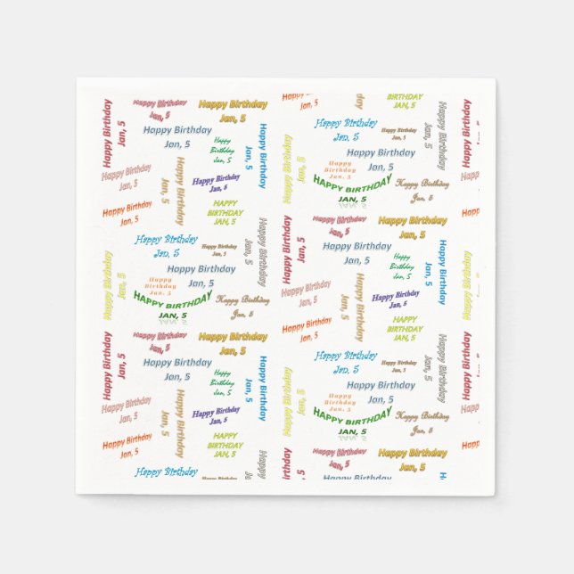Pappra blöjor januari, 5 födelsedagar pappersservett (Framsidan)