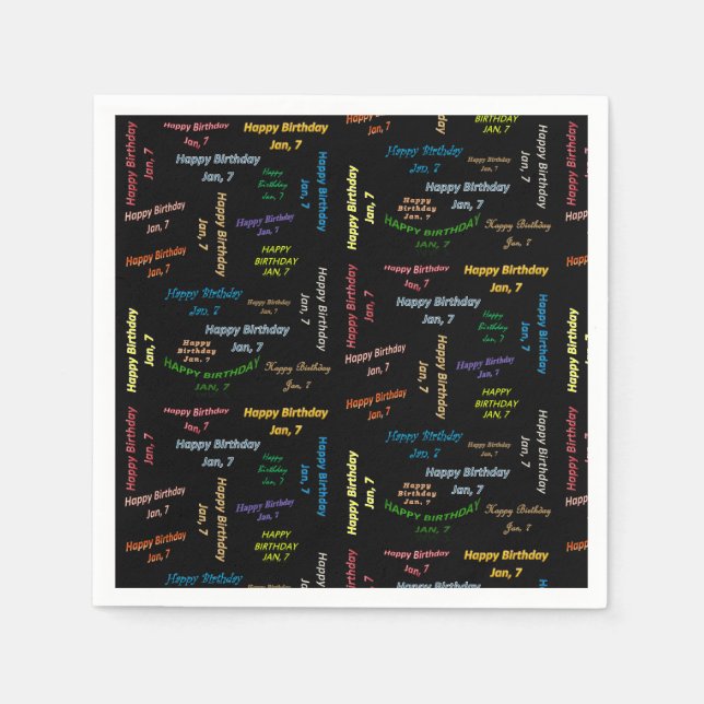 Pappra blöjor januari, 7 födelsedag pappersservett (Framsidan)