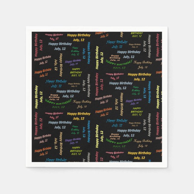 Pappra blöjor juli, 12 födelsedagar pappersservett (Framsidan)