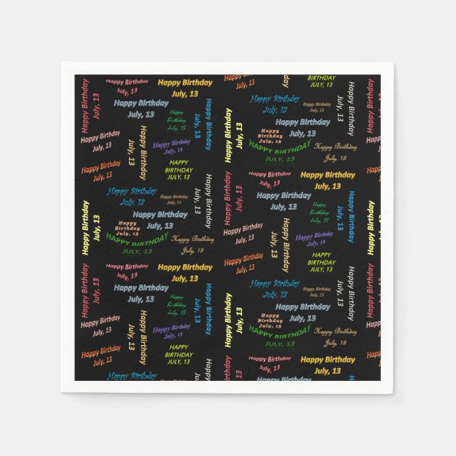 Pappra blöjor juli, 13 födelsedagar pappersservett (Framsidan)