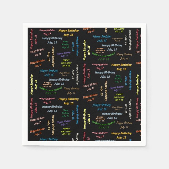 Pappra blöjor juli, 15 födelsedagar pappersservett (Framsidan)