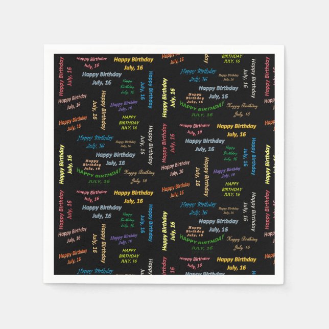 Pappra blöjor juli, 16 födelsedagar pappersservett (Framsidan)