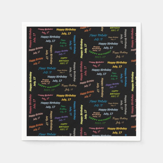 Pappra blöjor juli, 17 födelsedagar pappersservett (Framsidan)
