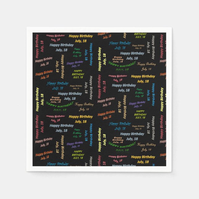 Pappra blöjor juli, 18 födelsedagar pappersservett (Framsidan)