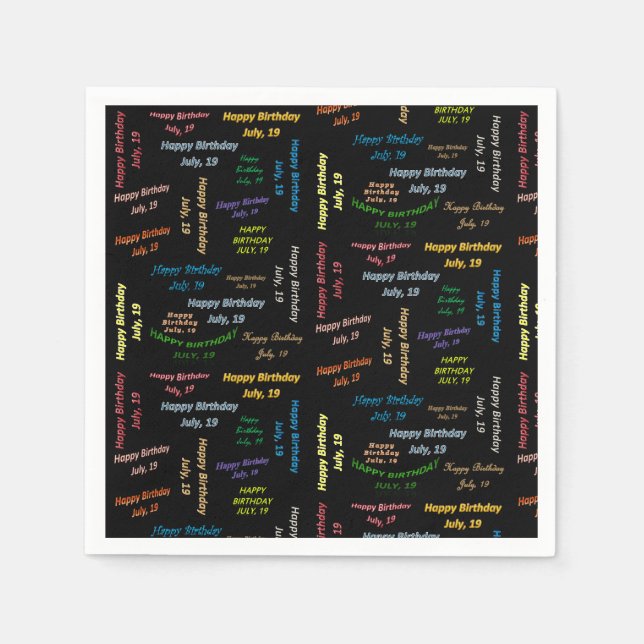 Pappra blöjor juli, 19 födelsedag pappersservett (Framsidan)