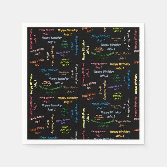 Pappra blöjor juli, 1 födelsedag pappersservett (Framsidan)