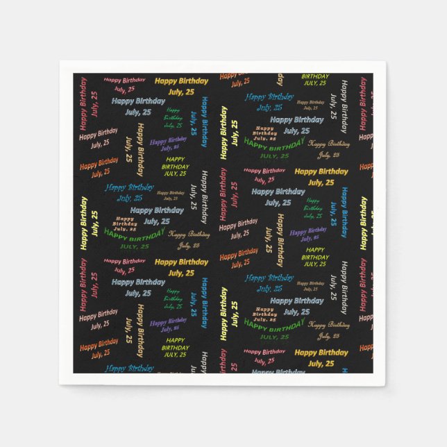 Pappra blöjor juli, 25 födelsedagar pappersservett (Framsidan)