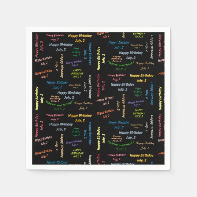 Pappra blöjor juli, 2 födelsedagar pappersservett (Framsidan)