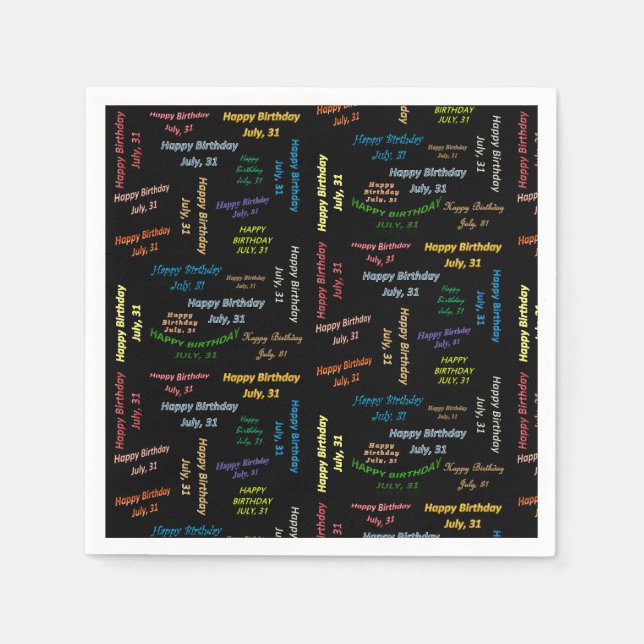 Pappra blöjor juli, 31 födelsedag pappersservett (Framsidan)