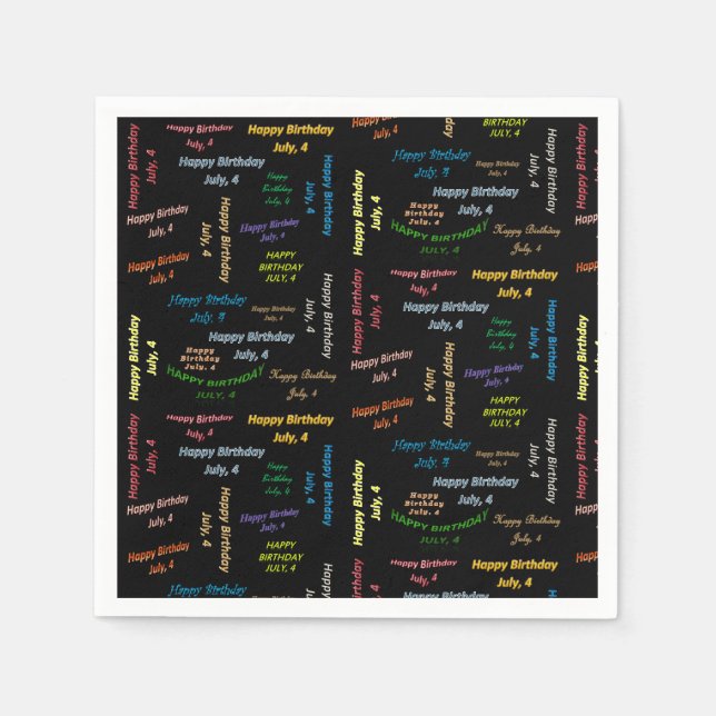 Pappra blöjor juli, 4 födelsedagar pappersservett (Framsidan)