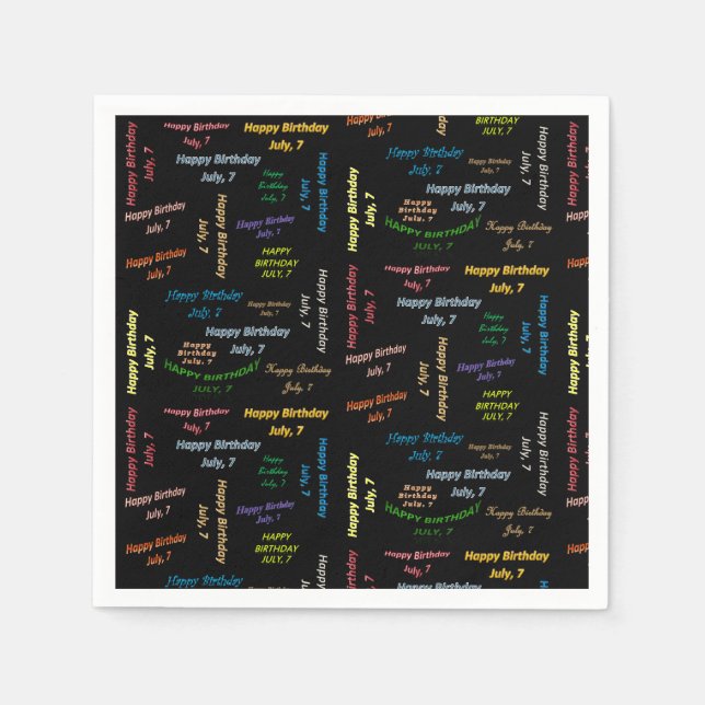 Pappra blöjor juli, 7 födelsedagar pappersservett (Framsidan)