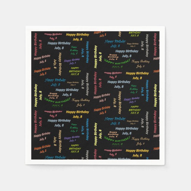 Pappra blöjor juli, 8 födelsedagar pappersservett (Framsidan)
