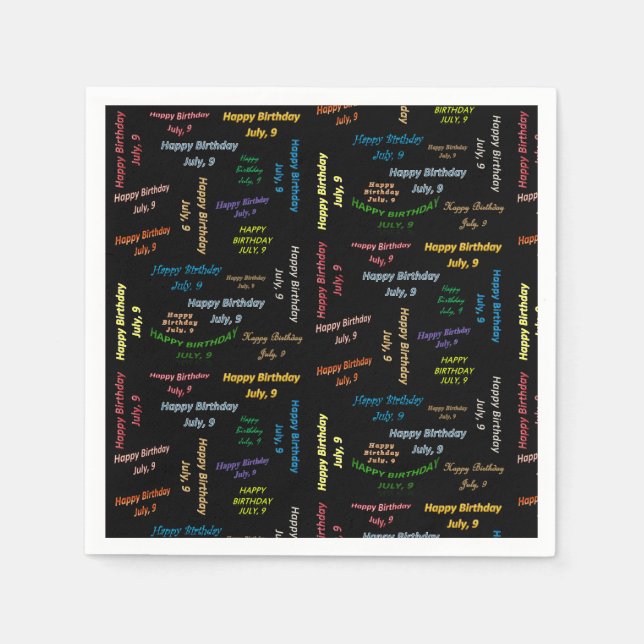 Pappra blöjor juli, 9 födelsedagar pappersservett (Framsidan)