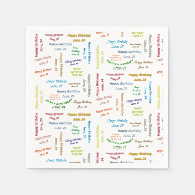 Pappra blöjor juni, 24 födelsedagar pappersservett (Framsidan)