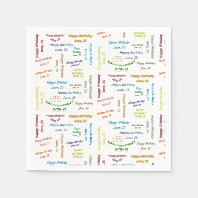 Pappra blöjor juni, 25 födelsedagar pappersservett (Framsidan)