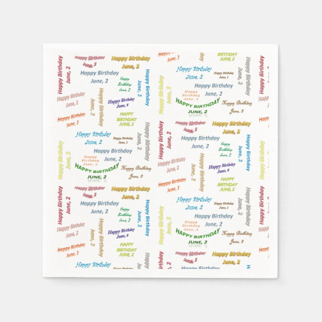 Pappra blöjor juni, 2 födelsedagar pappersservett (Framsidan)