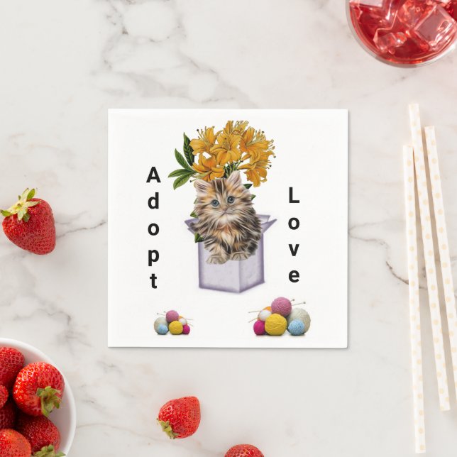 Pappra blöjor, Kitten Cat Condo Blommigt Pappersservett (Insitu)