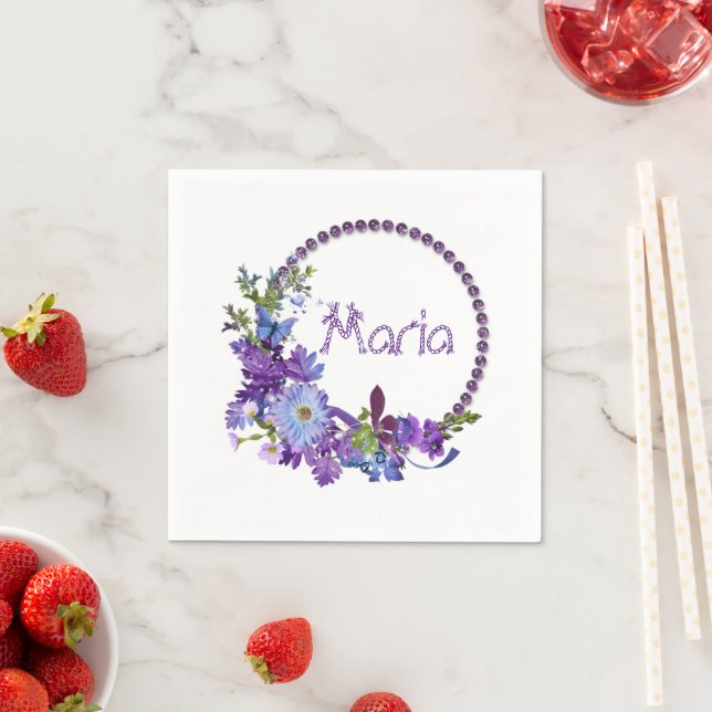 Pappra blöjor, Lila blommor Blommigt Pappersservett (Insitu)