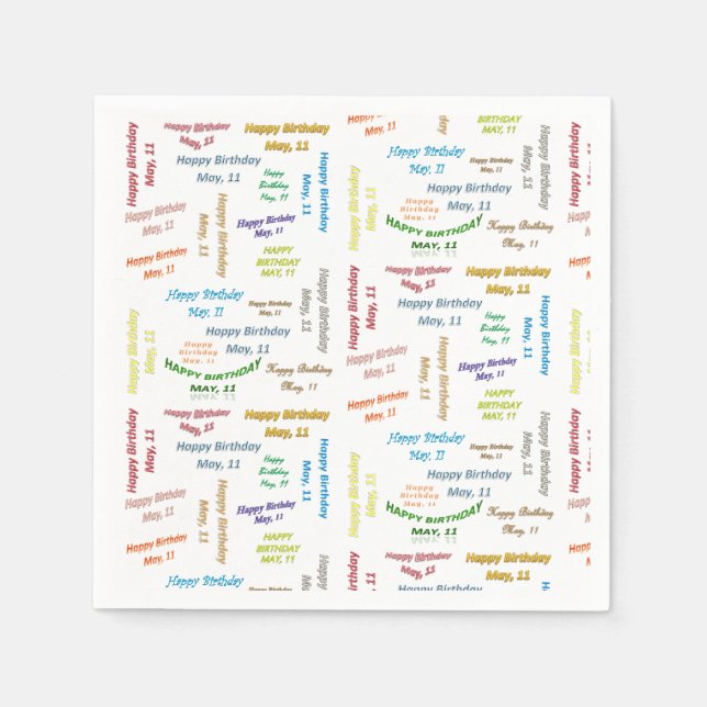 Pappra blöjor maj, 11 födelsedag pappersservett (Framsidan)