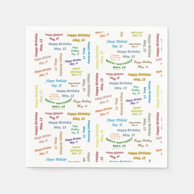Pappra blöjor maj, 13 födelsedagar pappersservett (Framsidan)
