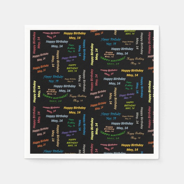 Pappra blöjor maj, 14 födelsedagar pappersservett (Framsidan)